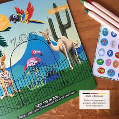 Malbuch mit Stickerbogen "Mein Tag im Zoo"